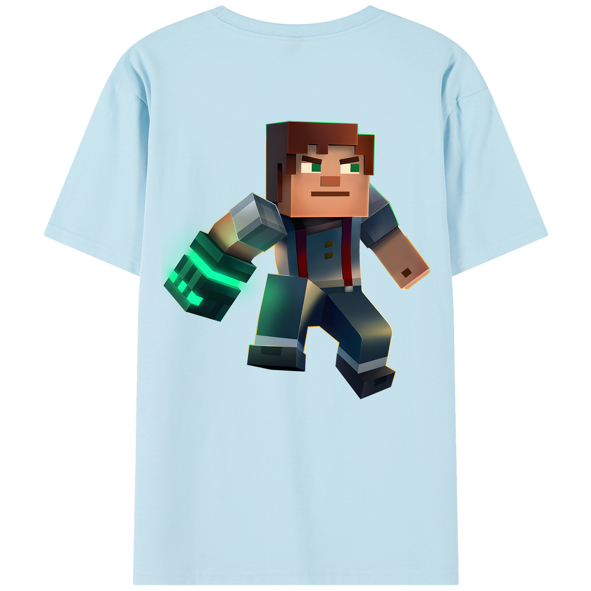 （画像用） マインクラフト ブロックの世界 Minecraft MC Block world 綿100％半袖Tシャツ（背面プリント）